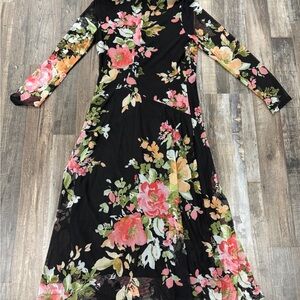 Floral Black Dress